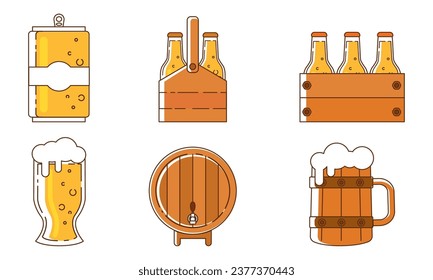 Set of colored beer icons Vector