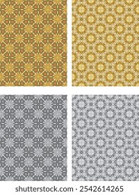 set of colored  and black and white seamless patterns geometric Islamic art arabesque.