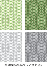 set of colored  and black and white seamless patterns geometric Islamic art arabesque.