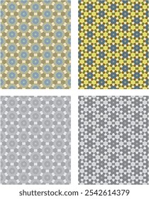 set of colored  and black and white seamless patterns geometric Islamic art arabesque.