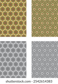 set of colored  and black and white seamless patterns geometric Islamic art arabesque.