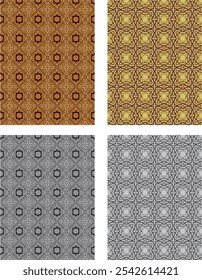 set of colored  and black and white seamless patterns geometric Islamic art arabesque.