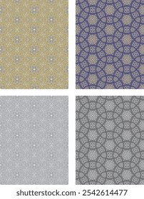 set of colored  and black and white seamless patterns geometric Islamic art arabesque.