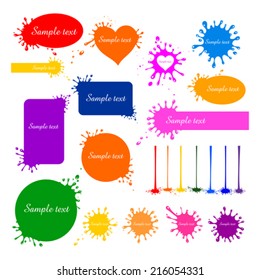 Set of colored blot frames for text isolated on White background. Vector illustration 