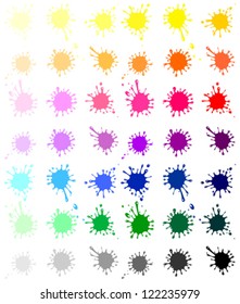 Set of colored blots isolated on White background. Vector illustration