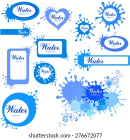 Set of colored blots isolated on White background. Water Icon Set. Vector Illustration
