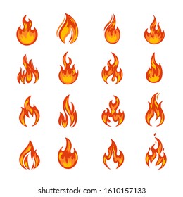 Set of colored bonfires. Vector illustration.