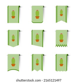 Set of colored bookmarks with Cactus