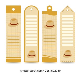 Set of colored bookmarks with Fedora Hat