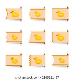 Set of colored bookmarks with Inflatable Duck