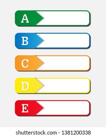 Set of colored bookmarks with ordinal letters and space for text for design and decoration