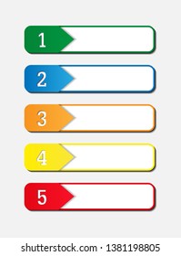 Set of colored bookmarks with ordinal numbers and space for text for design and decoration
