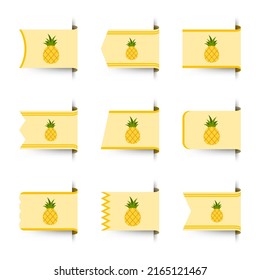 Set of colored bookmarks with Pineapple