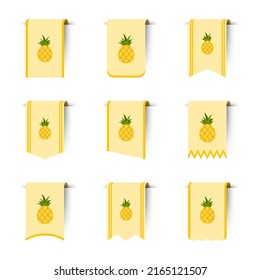 Set of colored bookmarks with Pineapple