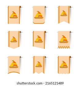 Set of colored bookmarks with Sailboat