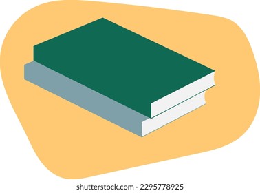 Set von farbigen Büchern auf orangefarbenem Hintergrund. Vektorgrafik von zwei Büchern im Cartoon-Stil