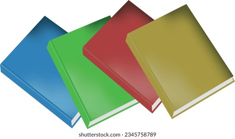 Set of colored books, red, blue, yellow, green. Back to school. Books in different colors.