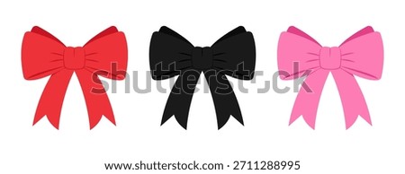 Set of colored bow ribbons. Gift bow. Vector illustration