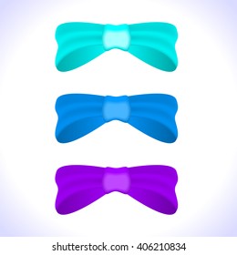Set of colored bows on a light background