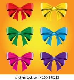 Set of colored bows. Vector image. Decorative element for decoration of holidays.