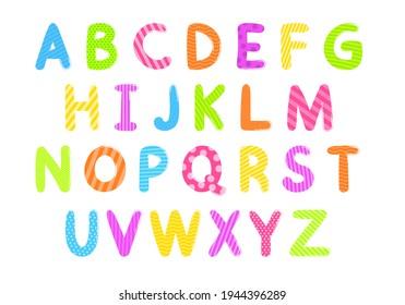 Set of colored bright letters. Vector illustration isolated on white background. Cartoon childrens alphabet
