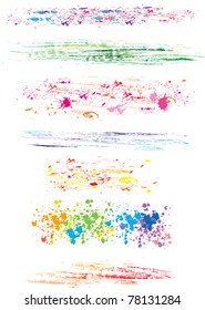 Set of colored brush strokes