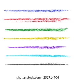 Set of colored brush strokes of pastel. Vector illustration