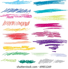 Set of colored brush strokes of pastel