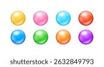 Set of colored bubble bead pearl and hyaluron collagen vitamins. Isolated on white background. Empty ball text input for designing various products. 3D vector EPS10.