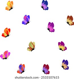Set of colored butterflies for decorating various illustrations, children's cards, books vector images