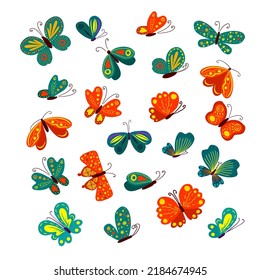 Set of colored butterflies. Vector illustration