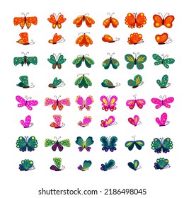 Set of colored butterflies. Vector illustration