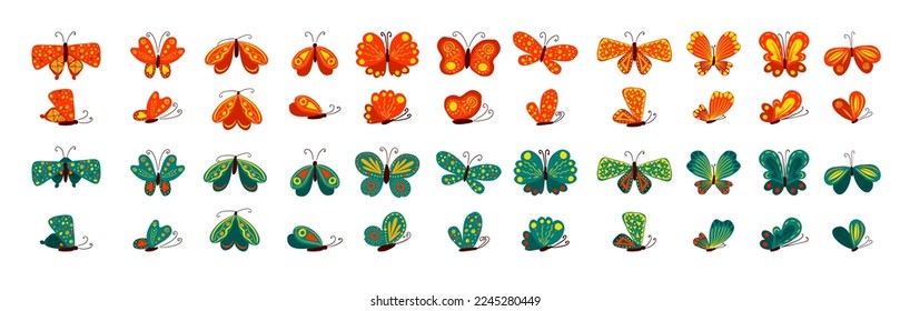 Set of colored butterflies. Vector illustration