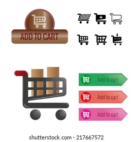 a set of colored buttons and banners for online shopping