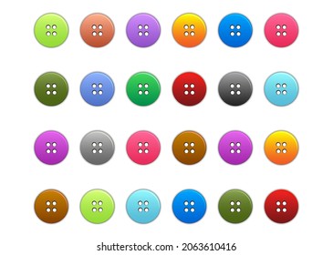 Set of colored buttons. Buttons for clothes. Plastic vector button. Sewing item.
Button for clothing icon isolated on white background. Sewing symbol.