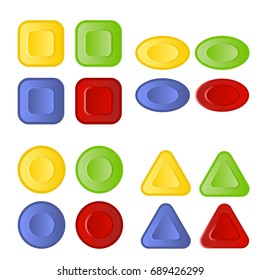 Set colored buttons of different shapes
