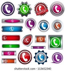 set of colored buttons with the image of the handset