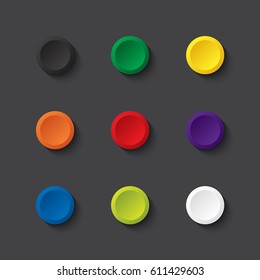 A set of colored buttons. Multicolored buttons.
