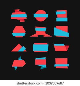 A set of colored buttons on a black background. Promotional stickers. Colorful vector collection.
