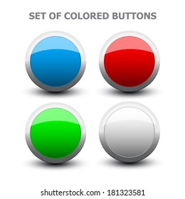 set of colored buttons on white bakground