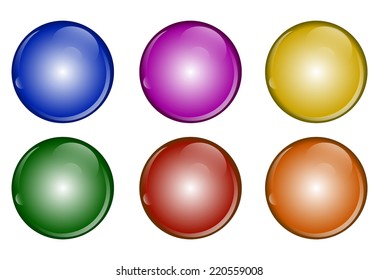 set of colored buttons on white background vector