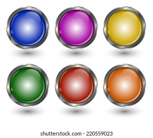 set of colored buttons on white background vector