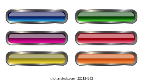 set of colored buttons on white background vecto