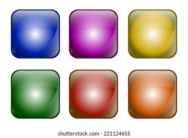 set of colored buttons on white background vector