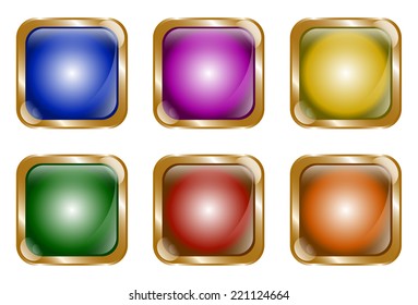 set of colored buttons on white background vector