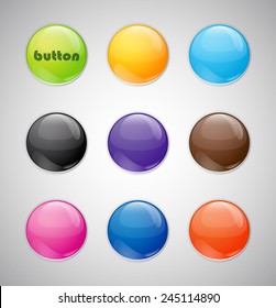 Set of colored buttons. Round buttons of different colors and shades.