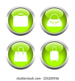 Set of colored buttons for web, bags and suitcase. Vector.