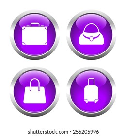 Set of colored buttons for web, bags and suitcase. Vector.