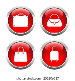 Set of colored buttons for web, bags and suitcase. Vector.