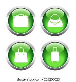 Set of colored buttons for web, bags and suitcase. Vector.